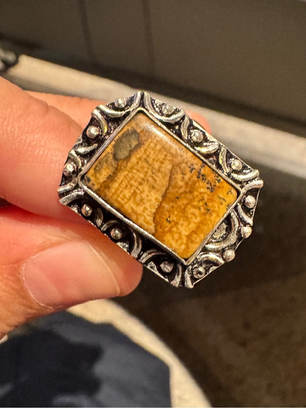 Picture Jasper 925 plated Size 10.5 ring